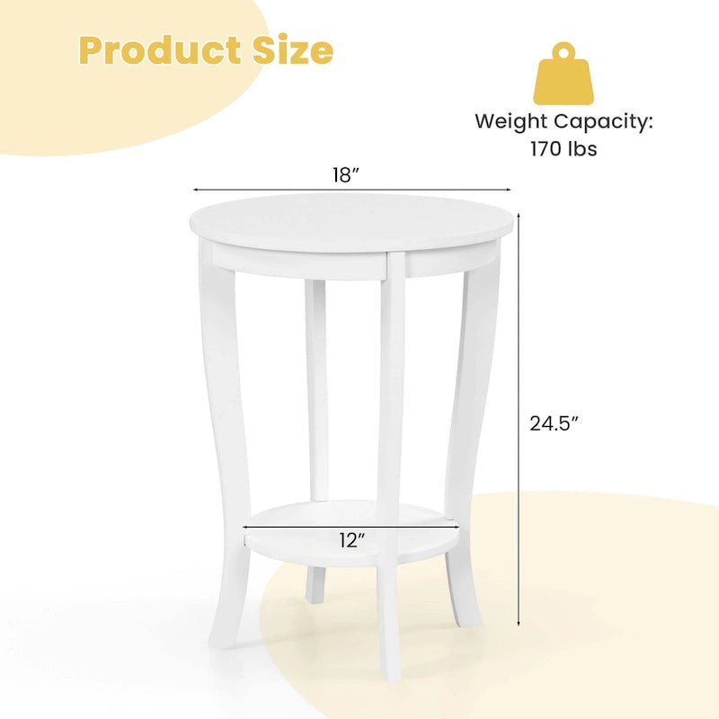 Lot de 2 tables d'appoint rondes à 2 niveaux, 45 cm, avec pieds en bois d'hévéa