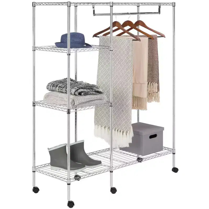 Portant à vêtements réglable Betsy (roulettes/roues en option) - HAC1008 - Chrome - Safavieh