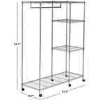 Portant à vêtements réglable Betsy (roulettes/roues en option) - HAC1008 - Chrome - Safavieh