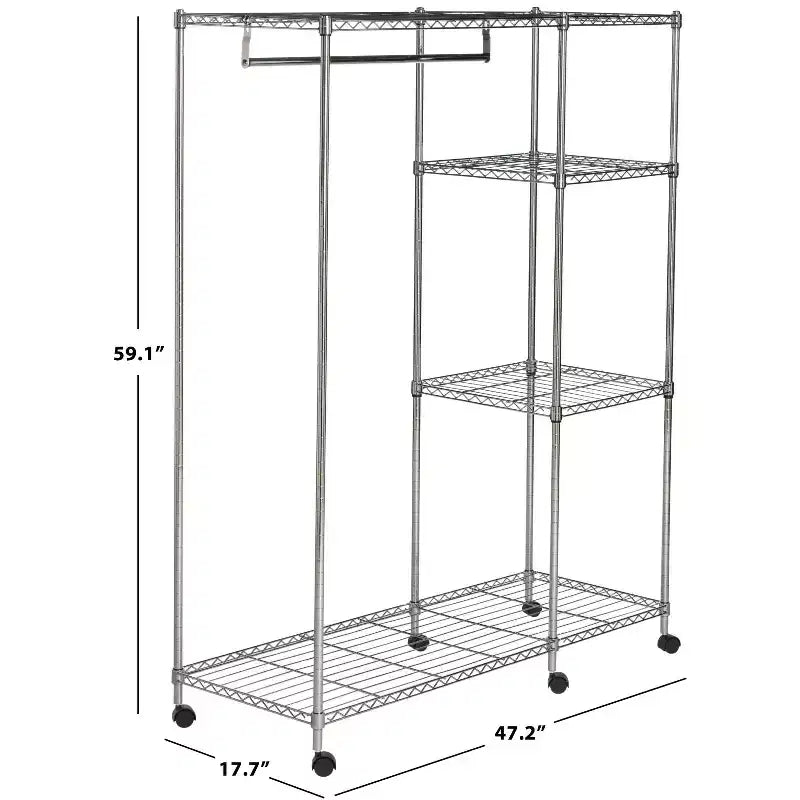 Portant à vêtements réglable Betsy (roulettes/roues en option) - HAC1008 - Chrome - Safavieh
