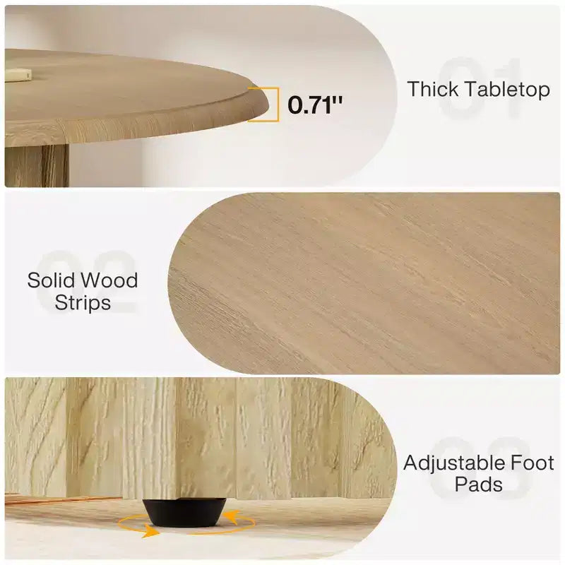 Lantine 43.3 Farmhouse Round Dining Table for 4