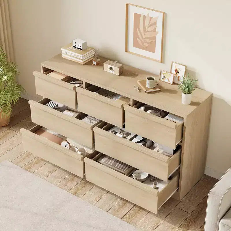 Commode Whizmax 7 tiroirs pour chambre, commode double en bois avec rangement, commode moderne pour chambre, salon, crèche