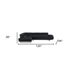 Black Faux Leather L-Shaped Two-Piece Corner Sectional - 124"