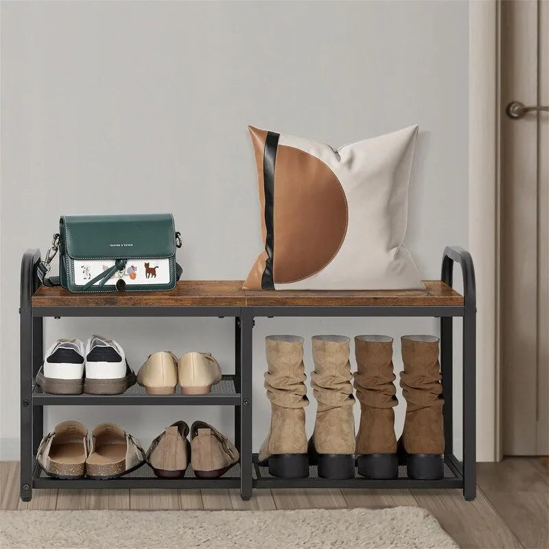 3-Tier Shoe Storage Bench with Metal Frame