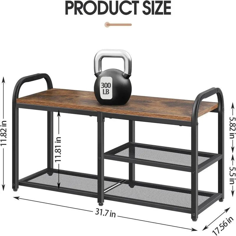 3-Tier Shoe Storage Bench with Metal Frame