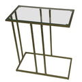 Serena End Table with Clear Glass - Antique Gold