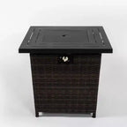 Table brasero en rotin, table brasero carrée en osier, foyer extérieur en rotin tressé à flamme réglable pour jardin, terrasse