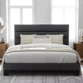 Allewie Platform Bed Frame with Fabric Upholstered Headboard and Wooden Slats Support, Fully Upholstered Mattress Foundation/No Box Spring Needed