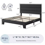 Cadre de lit plateforme Allewie avec tête de lit capitonnée en tissu et support de lattes en bois, base de matelas entièrement capitonnée/aucun sommier tapissier requis