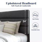 Cadre de lit plateforme Allewie avec tête de lit capitonnée en tissu et support de lattes en bois, base de matelas entièrement capitonnée/aucun sommier tapissier requis