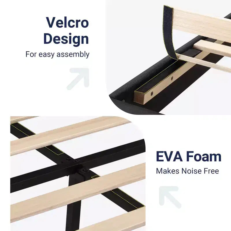 Cadre de lit plateforme Allewie avec tête de lit capitonnée en tissu et support de lattes en bois, base de matelas entièrement capitonnée/aucun sommier tapissier requis