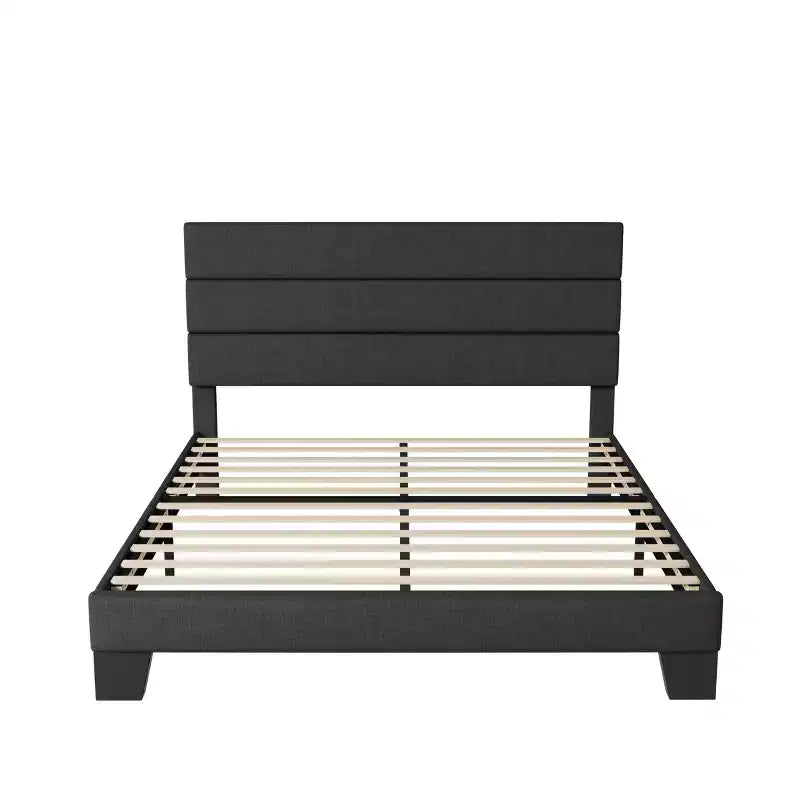 Cadre de lit plateforme Allewie avec tête de lit capitonnée en tissu et support de lattes en bois, base de matelas entièrement capitonnée/aucun sommier tapissier requis