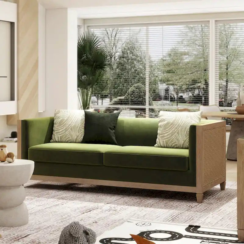 Georgia 81 Oak Wood & Rattan Sofa
