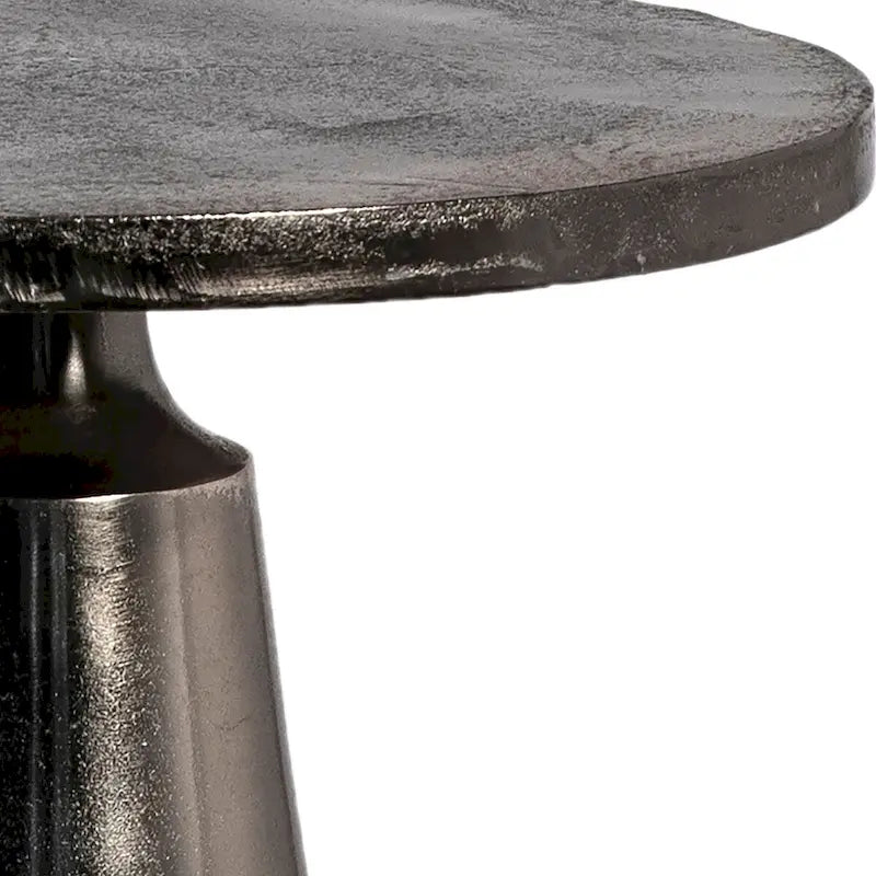 Table d'appoint piédestal ronde 20 po en aluminium nickel noir