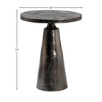Table d'appoint piédestal ronde 20 po en aluminium nickel noir