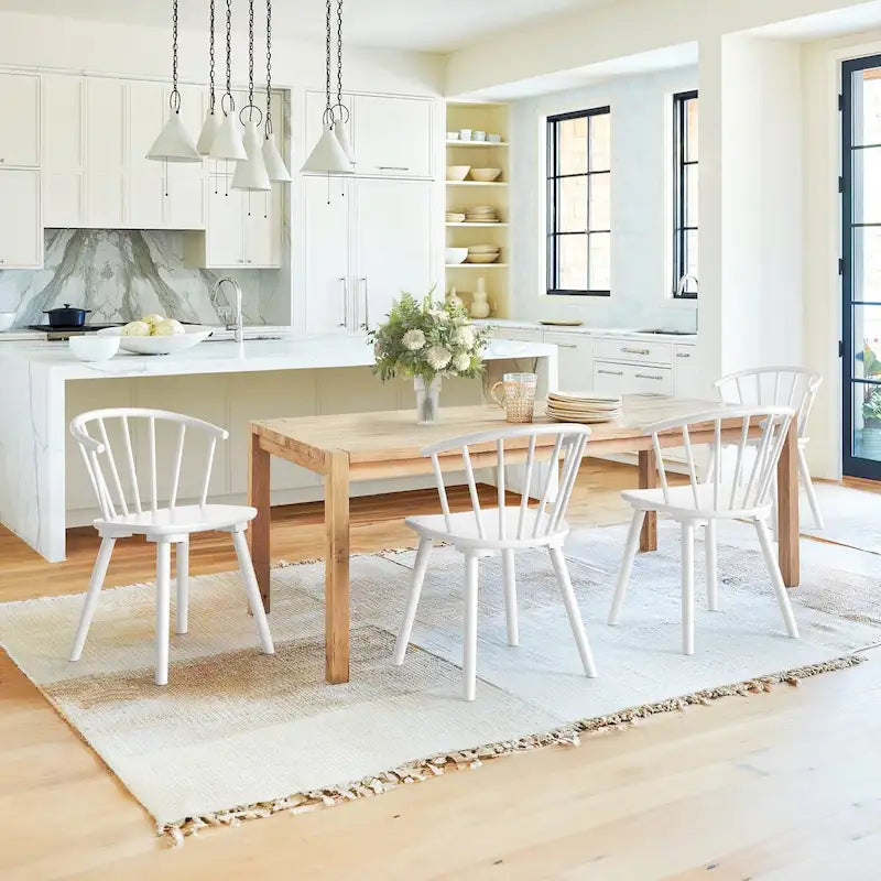 Set of 4 Wooden Spindle Back Dining Chairs