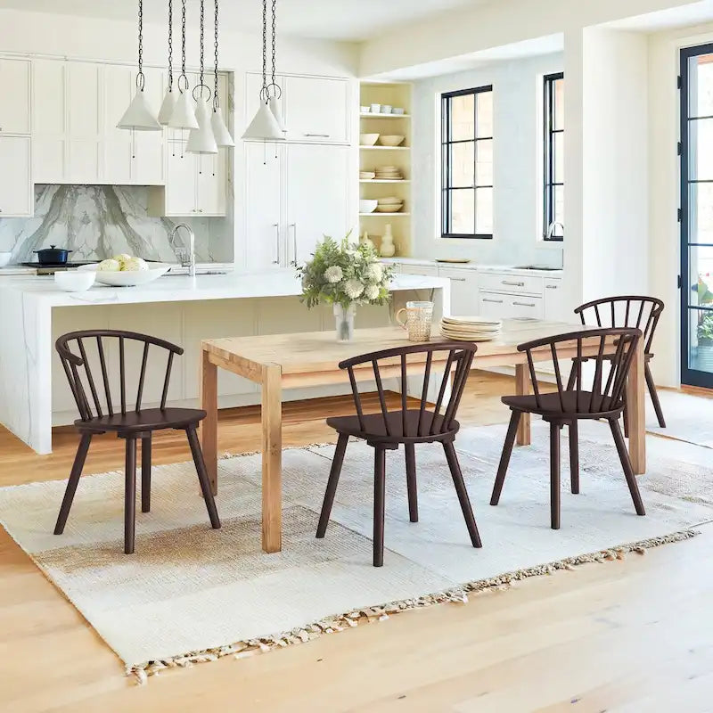 Set of 4 Wooden Spindle Back Dining Chairs