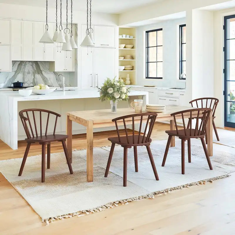 Set of 4 Wooden Spindle Back Dining Chairs