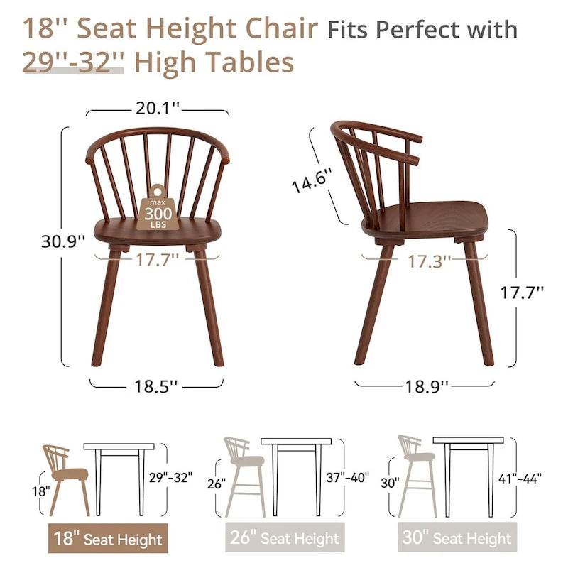 Set of 4 Wooden Spindle Back Dining Chairs