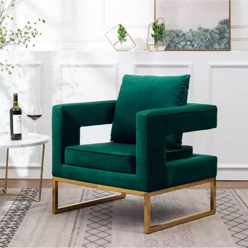 Fauteuil d'appoint contemporain rembourré Roundhill Furniture Lenola, vert