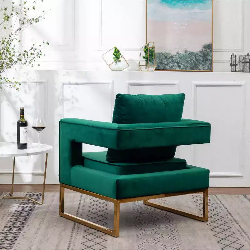 Fauteuil d'appoint contemporain rembourré Roundhill Furniture Lenola, vert