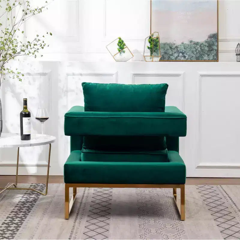 Fauteuil d'appoint contemporain rembourré Roundhill Furniture Lenola, vert