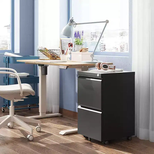 2-Drawer Mobile File Cabinet with Lock,, Space-Saving Document Organizer Fits Letter/A4/Legal Files