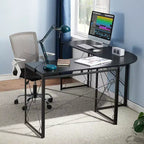 VECELO Bureau d'angle en L pour ordinateur, poste de travail d'écriture pour bureau à domicile, table de jeu de 150 cm