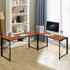 VECELO Bureau d'angle en L pour ordinateur, poste de travail d'écriture pour bureau à domicile, table de jeu de 150 cm