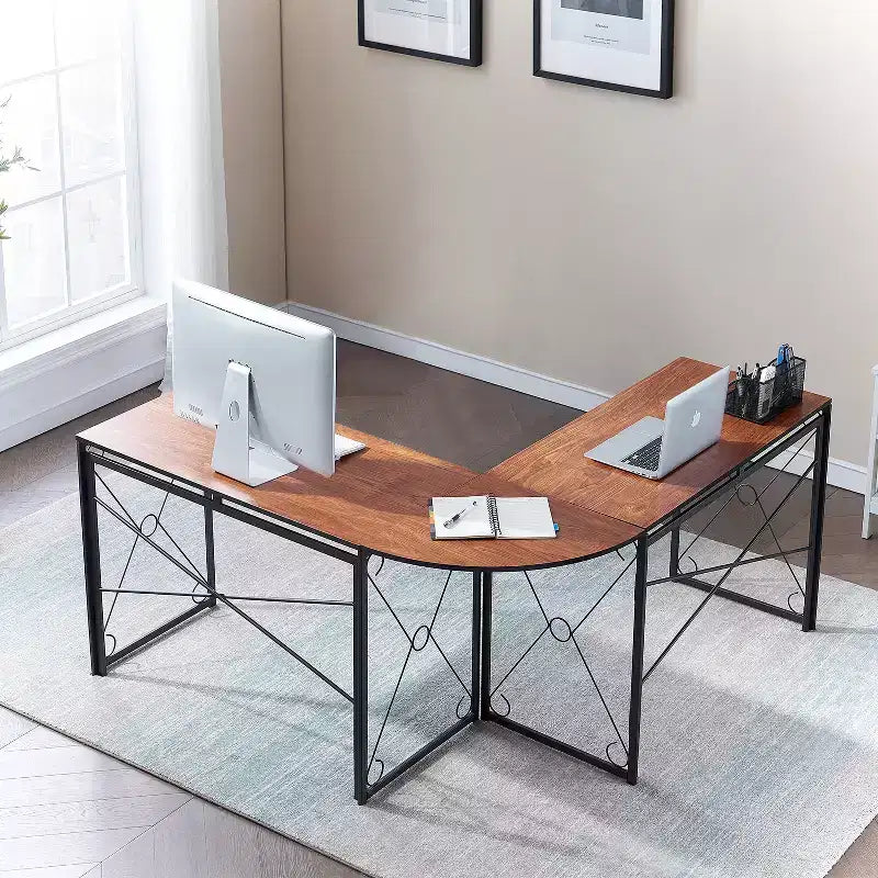 VECELO Bureau d'angle en L pour ordinateur, poste de travail d'écriture pour bureau à domicile, table de jeu de 150 cm