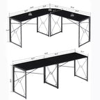 VECELO Bureau d'angle en L pour ordinateur, poste de travail d'écriture pour bureau à domicile, table de jeu de 150 cm