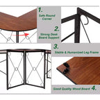 VECELO Bureau d'angle en L pour ordinateur, poste de travail d'écriture pour bureau à domicile, table de jeu de 150 cm