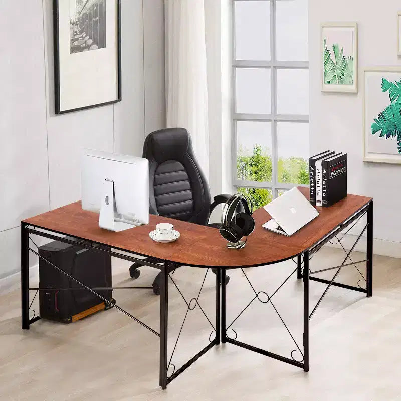 VECELO Bureau d'angle en L pour ordinateur, poste de travail d'écriture pour bureau à domicile, table de jeu de 150 cm