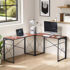 VECELO Bureau d'angle en L pour ordinateur, poste de travail d'écriture pour bureau à domicile, table de jeu de 150 cm