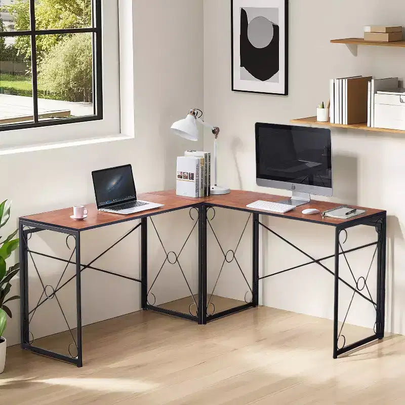 VECELO Bureau d'angle en L pour ordinateur, poste de travail d'écriture pour bureau à domicile, table de jeu de 150 cm