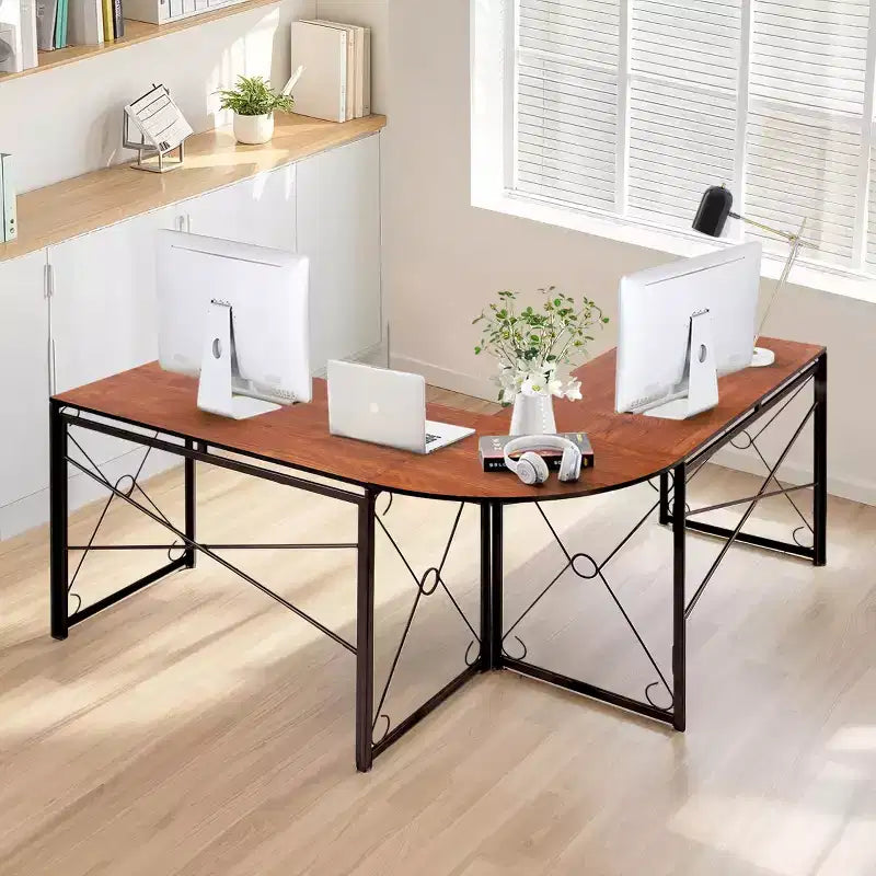 VECELO Bureau d'angle en L pour ordinateur, poste de travail d'écriture pour bureau à domicile, table de jeu de 150 cm