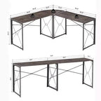 VECELO Bureau d'angle en L pour ordinateur, poste de travail d'écriture pour bureau à domicile, table de jeu de 150 cm