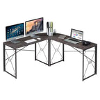 VECELO Bureau d'angle en L pour ordinateur, poste de travail d'écriture pour bureau à domicile, table de jeu de 150 cm