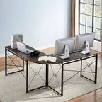 VECELO Bureau d'angle en L pour ordinateur, poste de travail d'écriture pour bureau à domicile, table de jeu de 150 cm