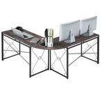 VECELO Bureau d'angle en L pour ordinateur, poste de travail d'écriture pour bureau à domicile, table de jeu de 150 cm