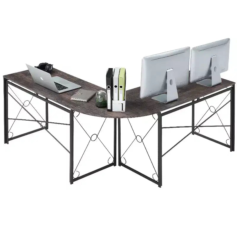 VECELO Bureau d'angle en L pour ordinateur, poste de travail d'écriture pour bureau à domicile, table de jeu de 150 cm