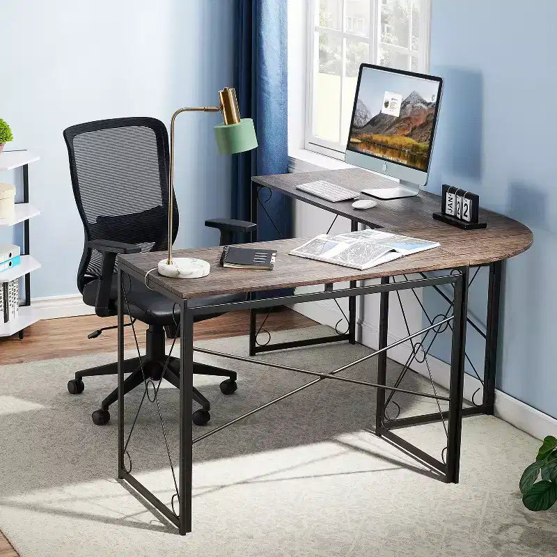 VECELO Bureau d'angle en L pour ordinateur, poste de travail d'écriture pour bureau à domicile, table de jeu de 150 cm