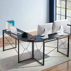VECELO Bureau d'angle en L pour ordinateur, poste de travail d'écriture pour bureau à domicile, table de jeu de 150 cm