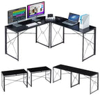 VECELO Bureau d'angle en L pour ordinateur, poste de travail d'écriture pour bureau à domicile, table de jeu de 150 cm