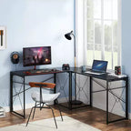 VECELO L-shaped Corner Computer Desk Home Office Writing Workstation, 59 inch Gaming Table