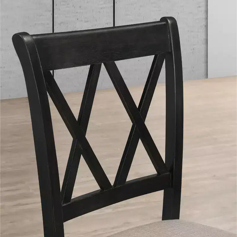 Chaise de salle à manger Roundhill Furniture Windvale rembourrée en tissu, noire, lot de 2