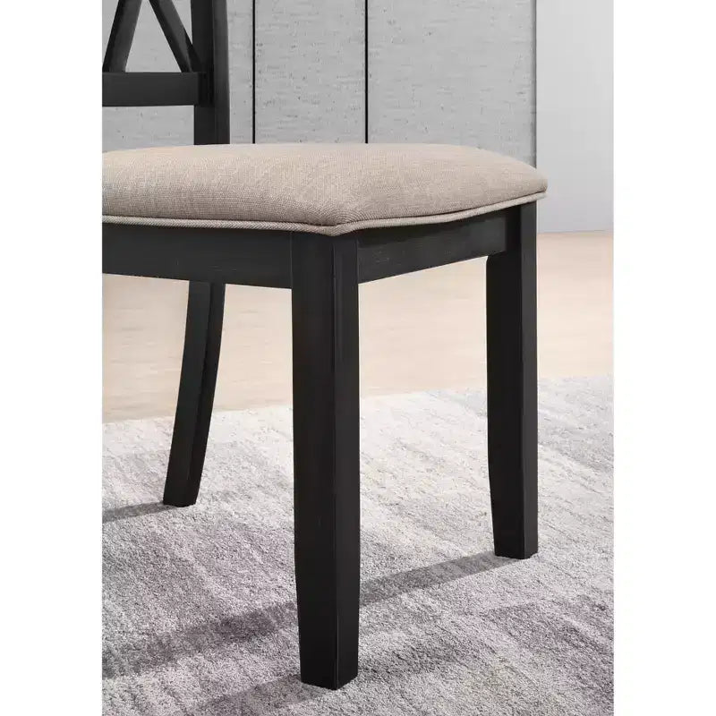 Chaise de salle à manger Roundhill Furniture Windvale rembourrée en tissu, noire, lot de 2