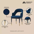 Lot de 2 chaises de salle à manger Carrington modernes en velours avec accoudoirs Manhattan Comfort