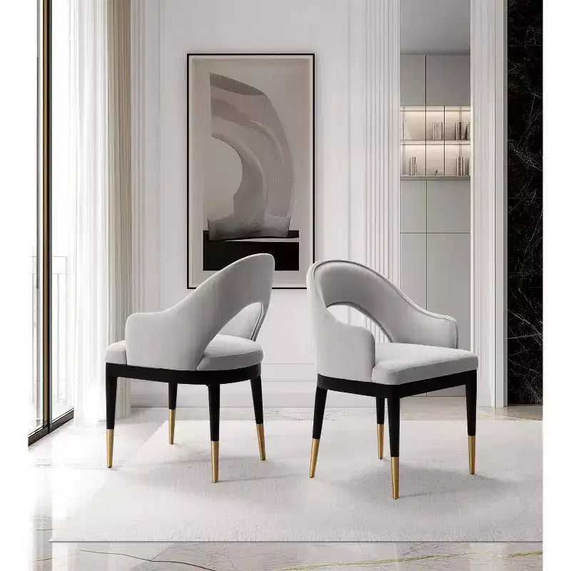 Manhattan Comfort Set of 2 Carrington Modern Velvet Upholstered Dining Armchairs