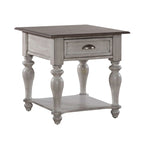 Antique White & Weathered Pine Drawer End Table